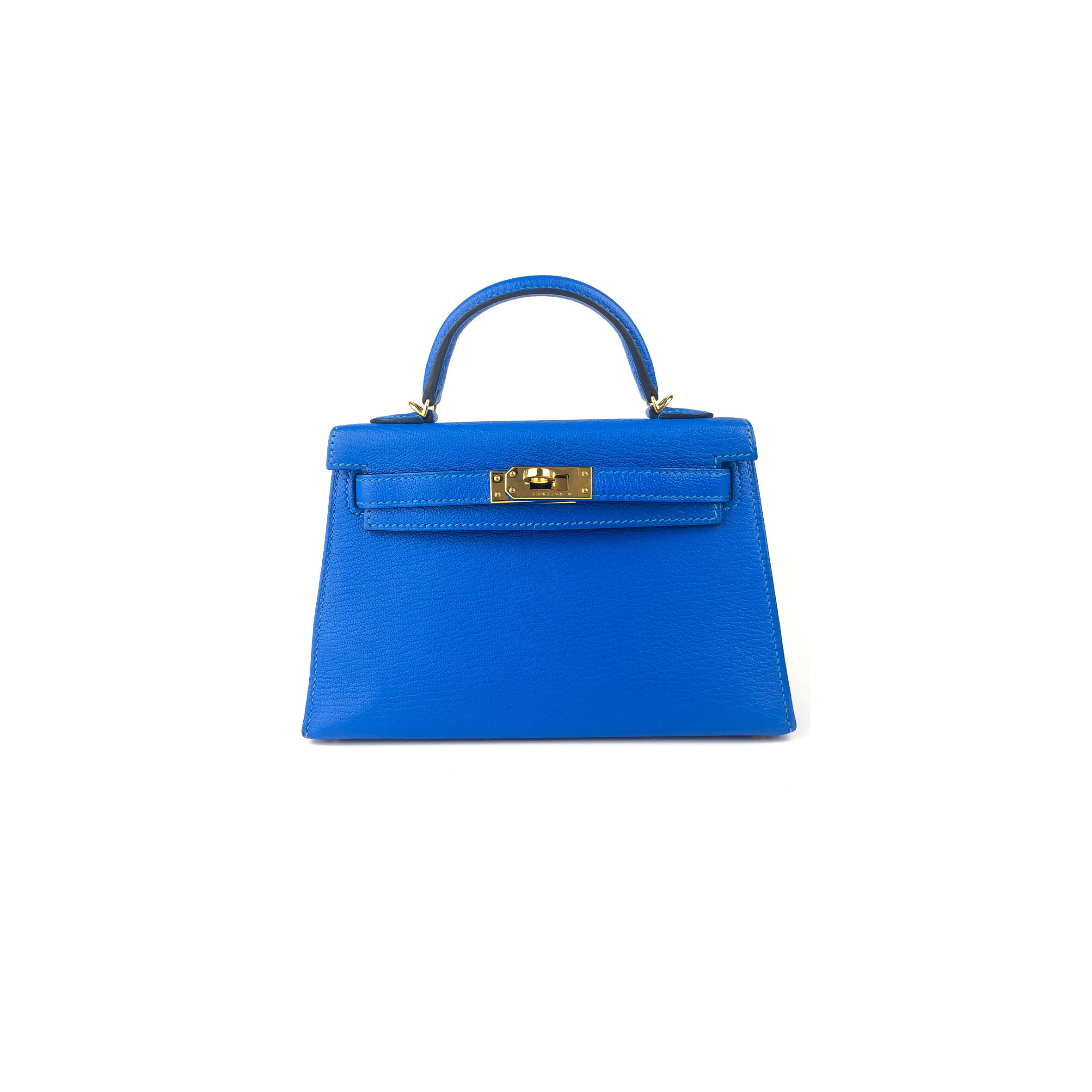 H**me5 MINI KELLY II BLUE HYDRA CHÈVRE LEATHER GOLD HARDWARE (19*12*5.5cm) Master Quality